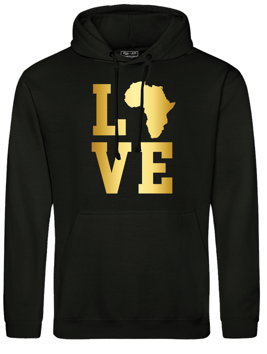 Love 2 Africa Black Hoodie With Gold